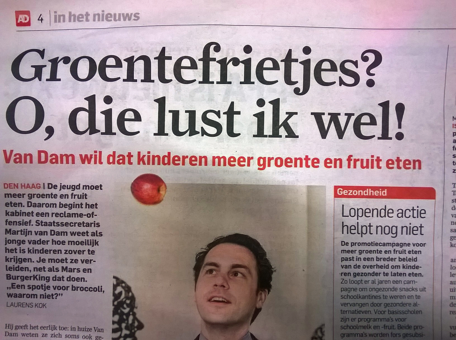 Vanmorgen in het AD.