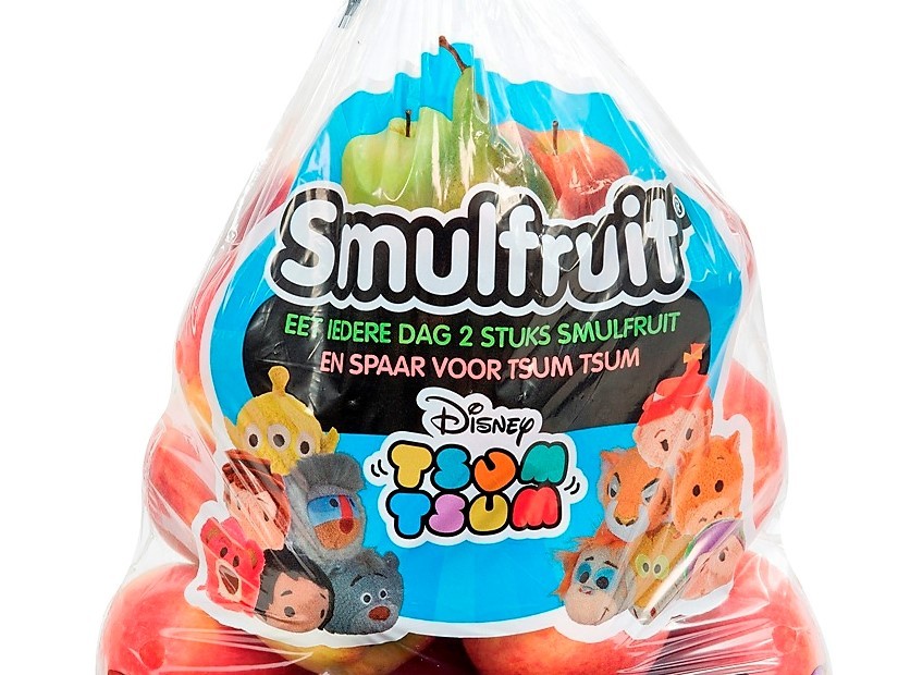 Vier van deze zakken en je hebt een Tsum Tsum-knuffel bij elkaar gespaard. - Foto: Fruitmasters