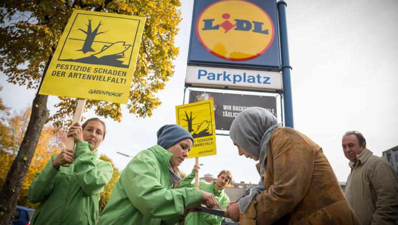 Eerdere Greenpeace-actie in Duitsland tegen Lidl.