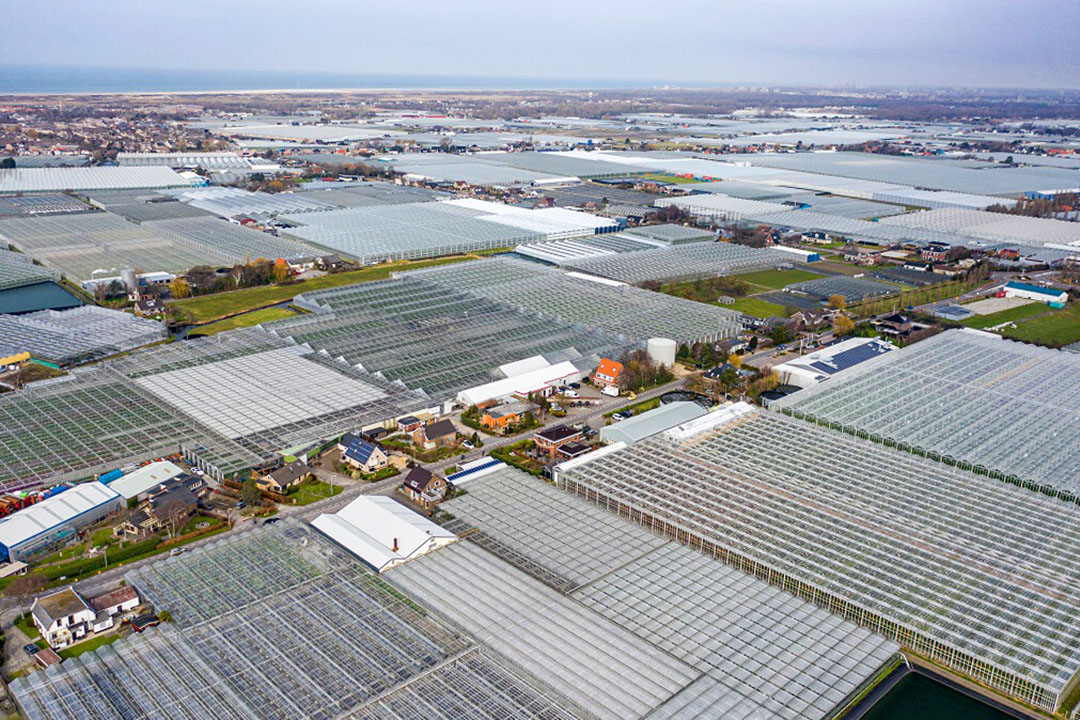 Overzicht van kassen in het Westland nabij Naaldwijk en  s-Gravenzande. - Foto: ANP