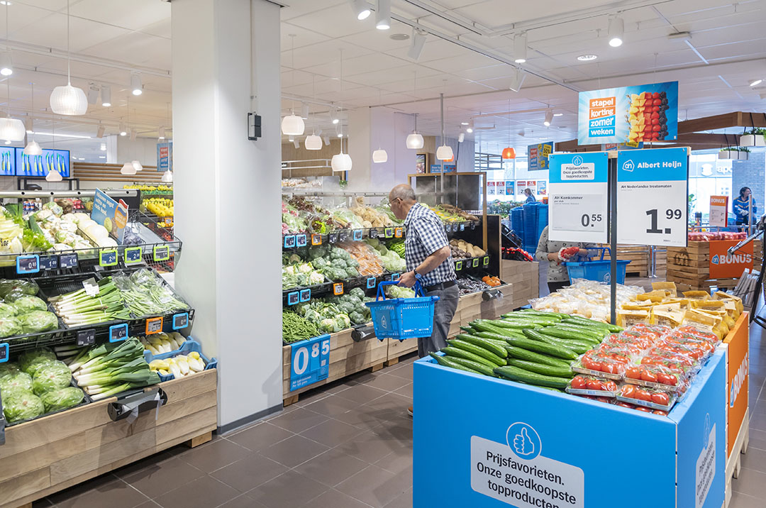 Het doel van de btw-verlaging is om consumenten door het Voedingscentrum aanbevolen dagelijks te nuttigen 250 gram groente en 200 gram fruit te laten behalen. Foto: Albert Heijn, Yasmin Hargreaves