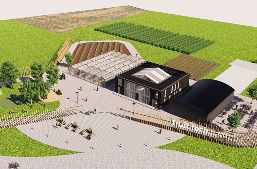 Planschets van Fruit Tech Campus, het centrum is ondertussen gerealiseerd. - Foto: Fruit Tech Campus